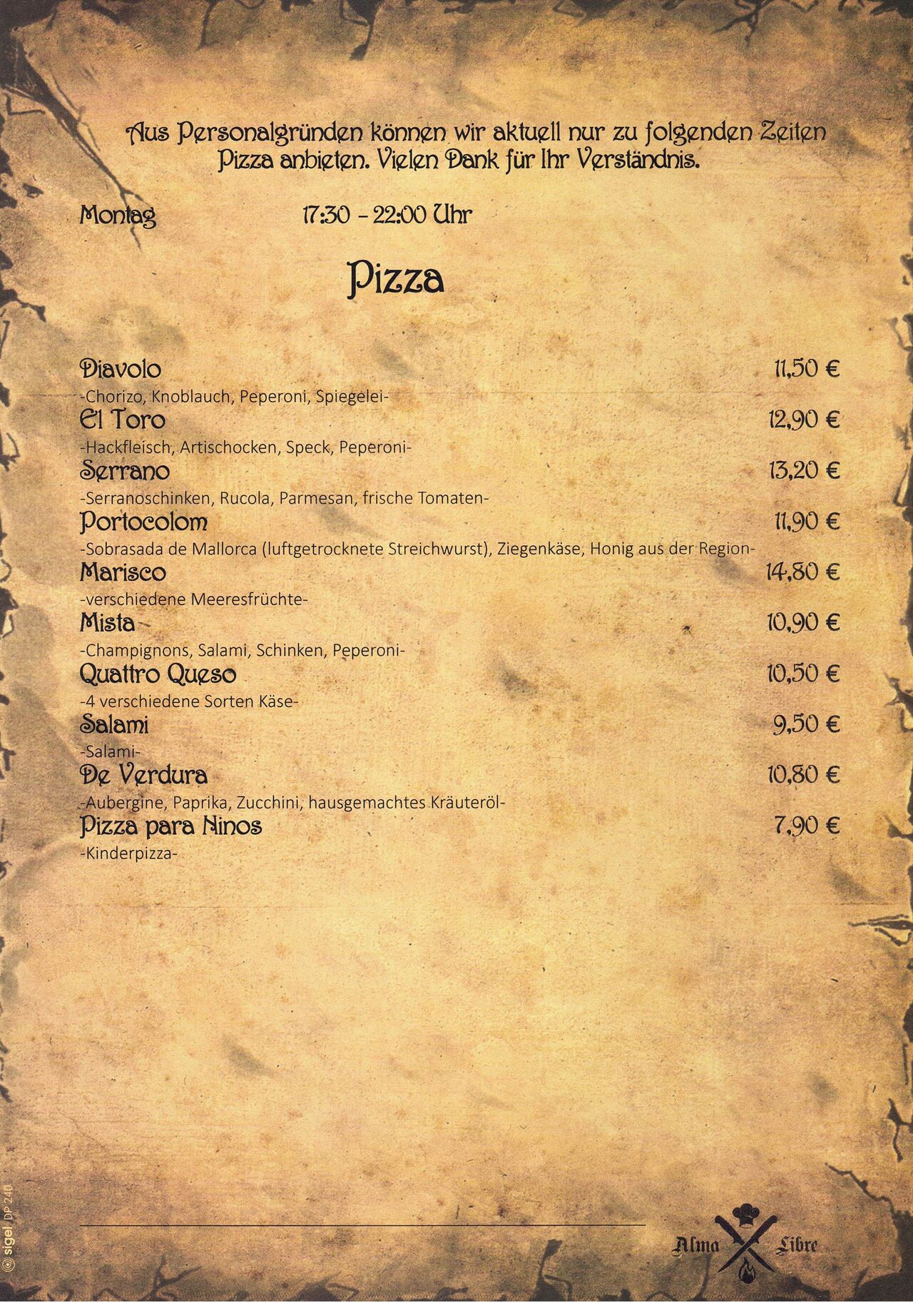 Pizzakarte