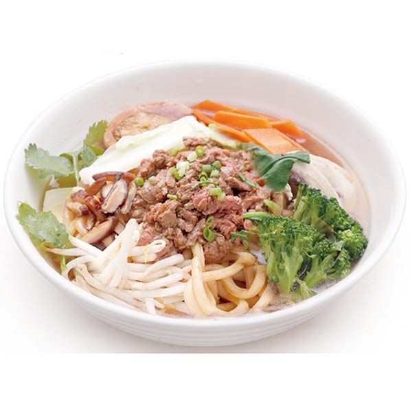 soupe d'udon au boeuf et au légumes