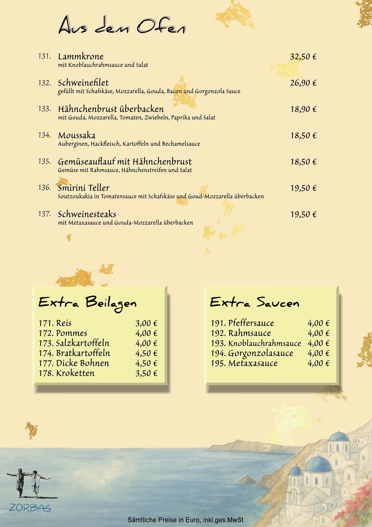 Speisekarte 5/7 Aus dem Ofen