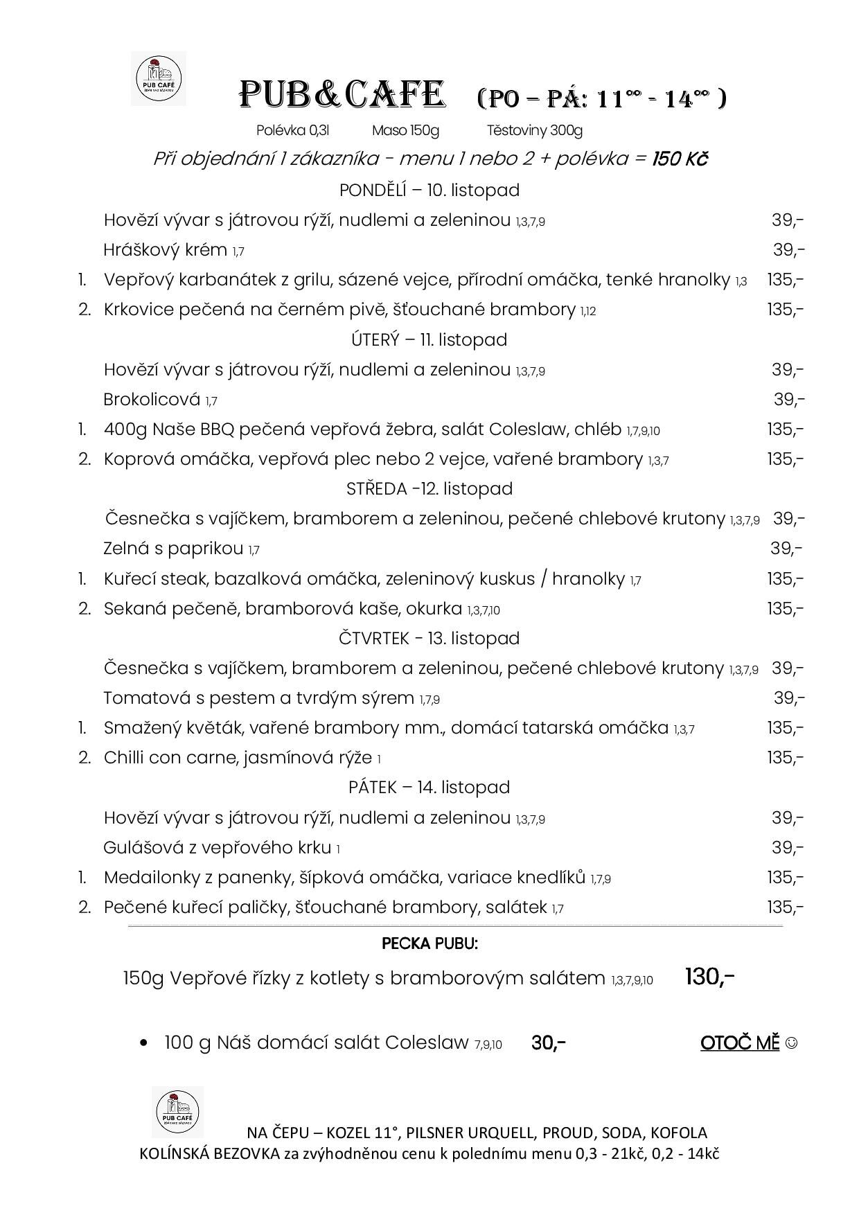 Denní menu od 10. LISTOPADU