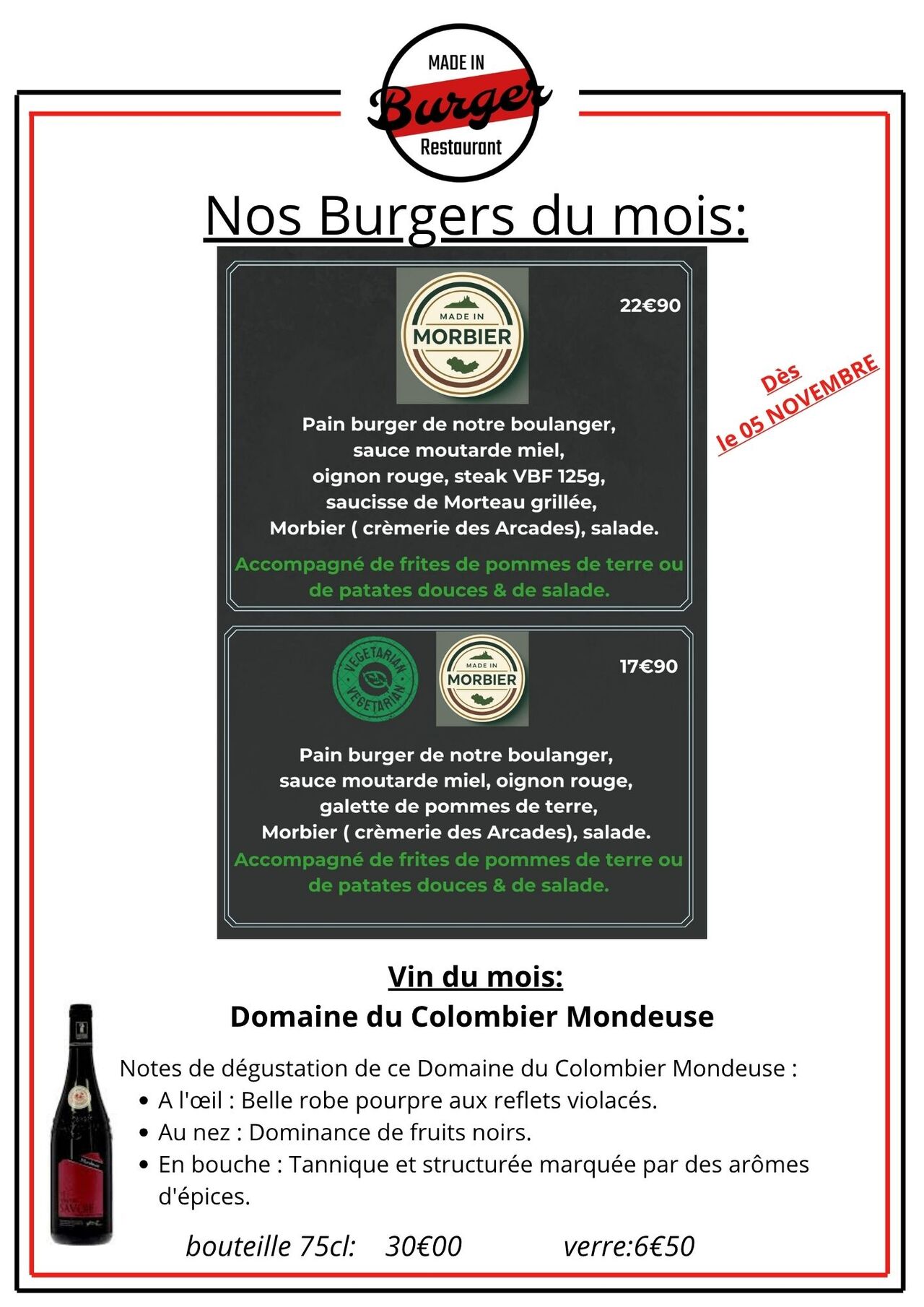 🍔 Le burger du mois débarque le 5 novembre !