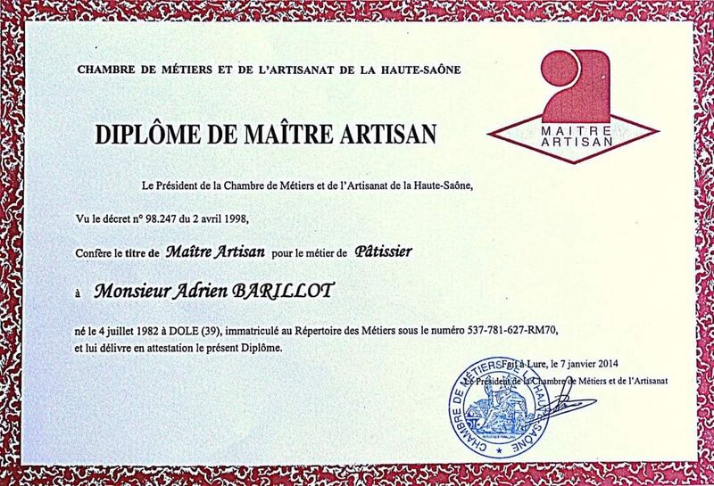 Diplôme de Mr Barillot Adrien