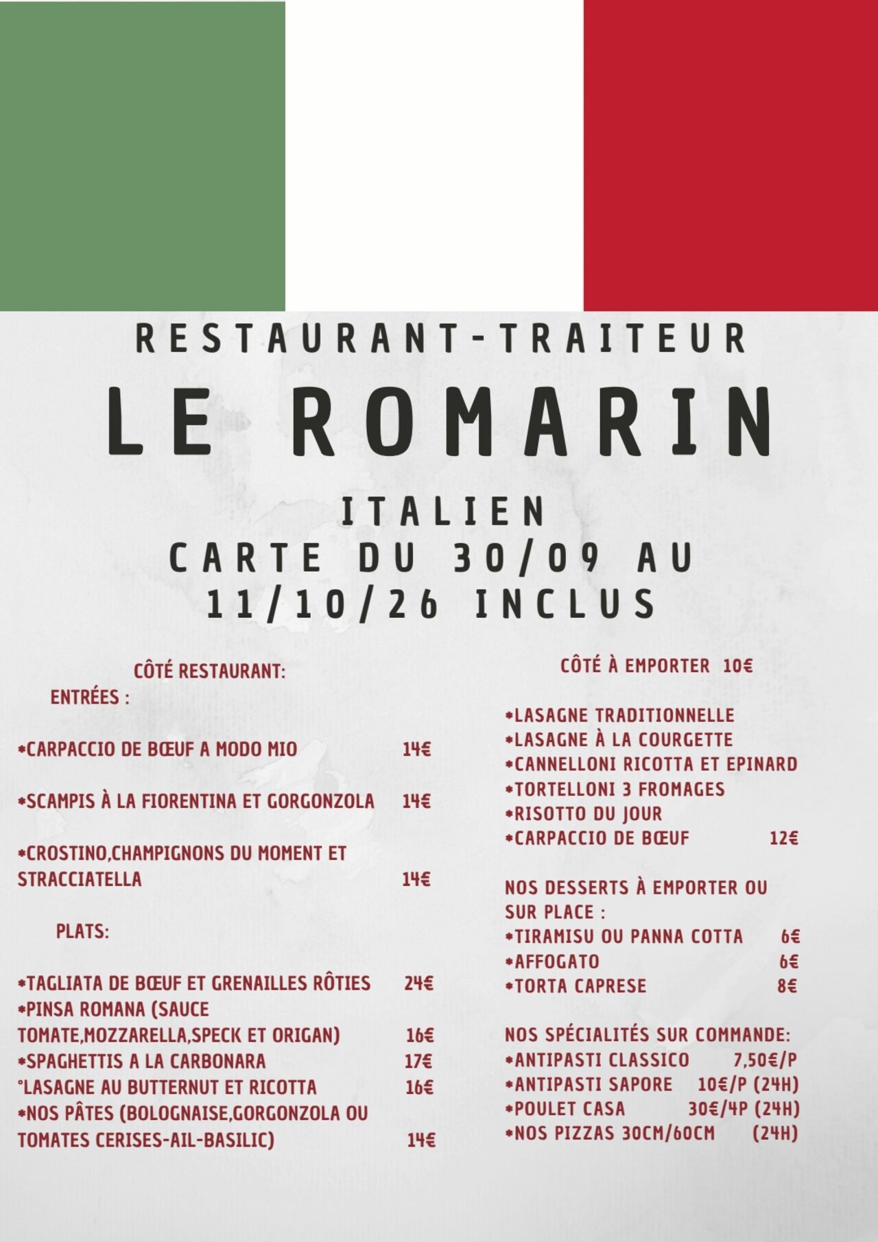 Carte 30/09 au 11/10