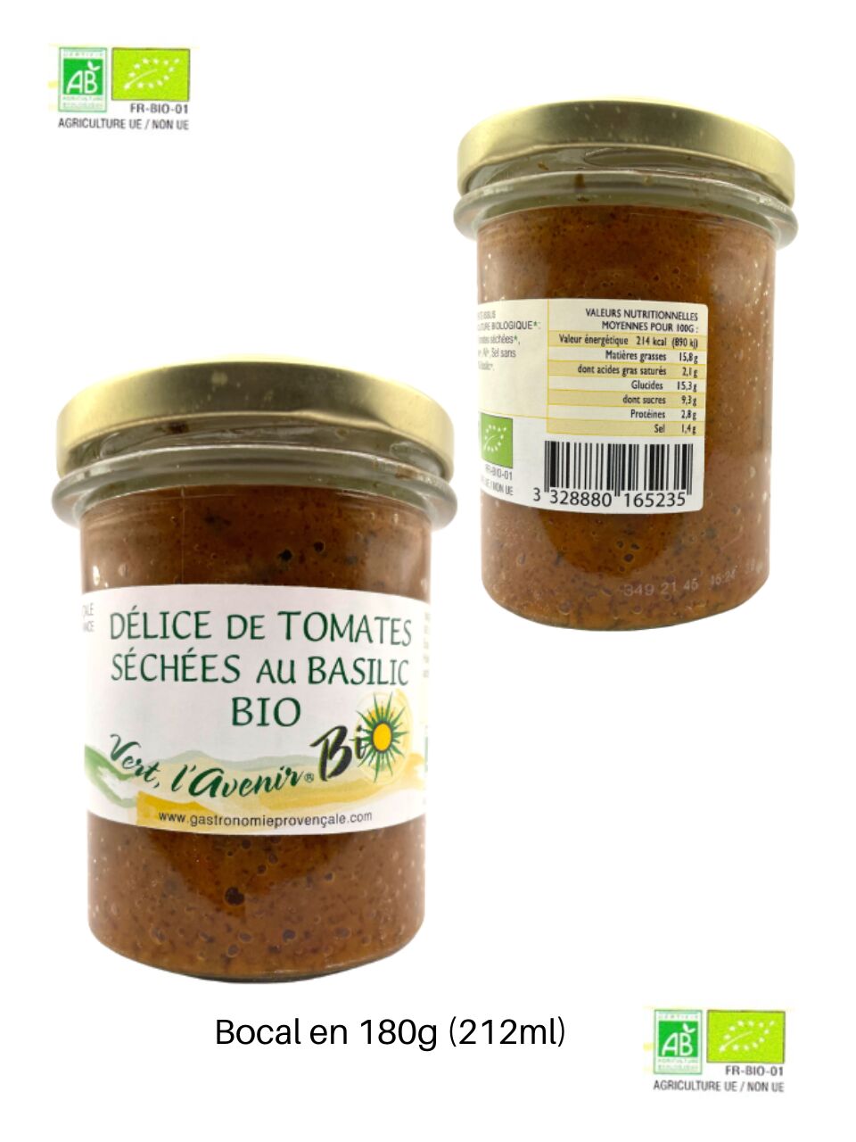 DÉLICE de TOMATES SÉCHÉES au BASILIC BIO - 180g