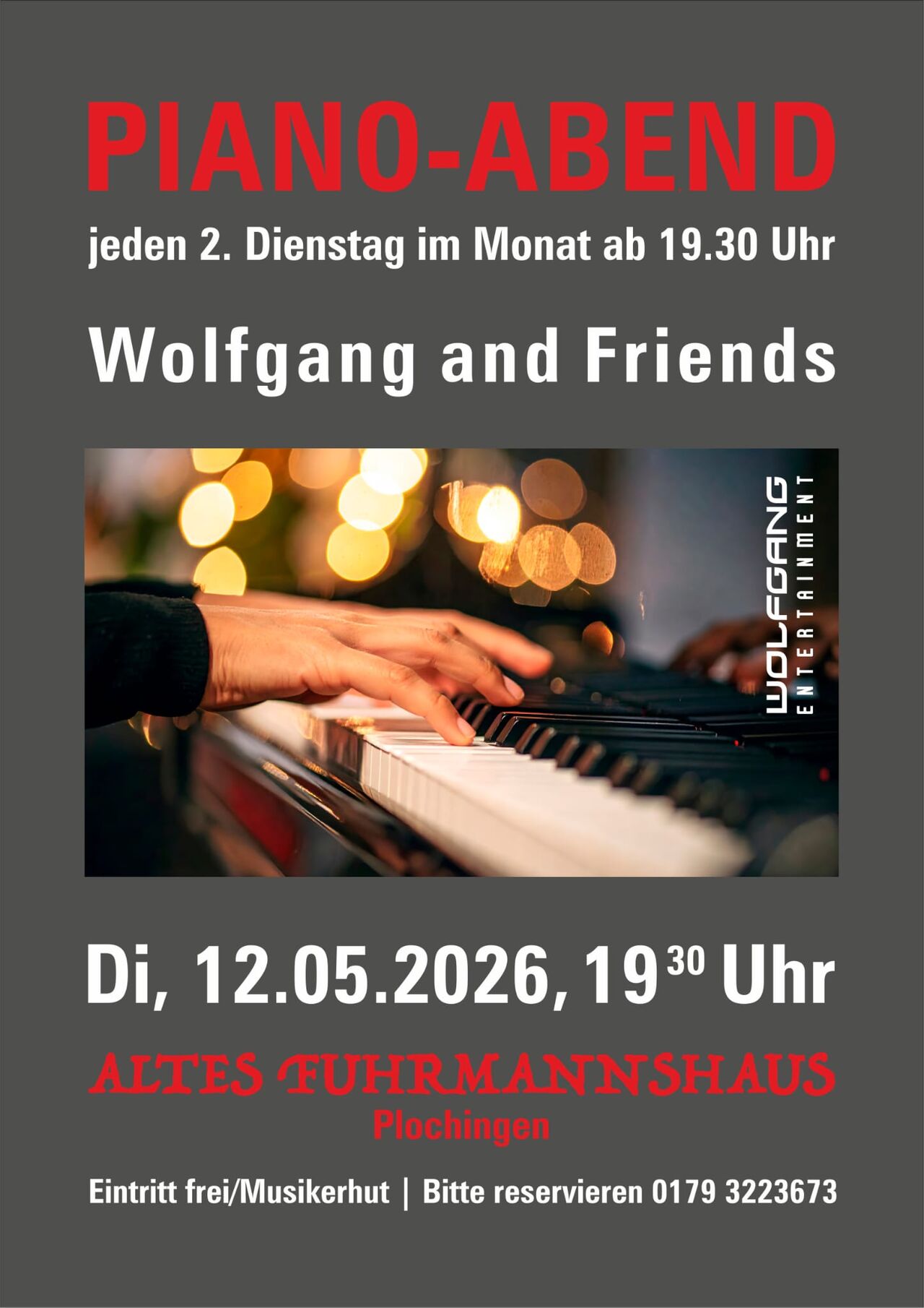 Di, 12.05.2026: Piano-Abend mit "Wolfgang and Friends"