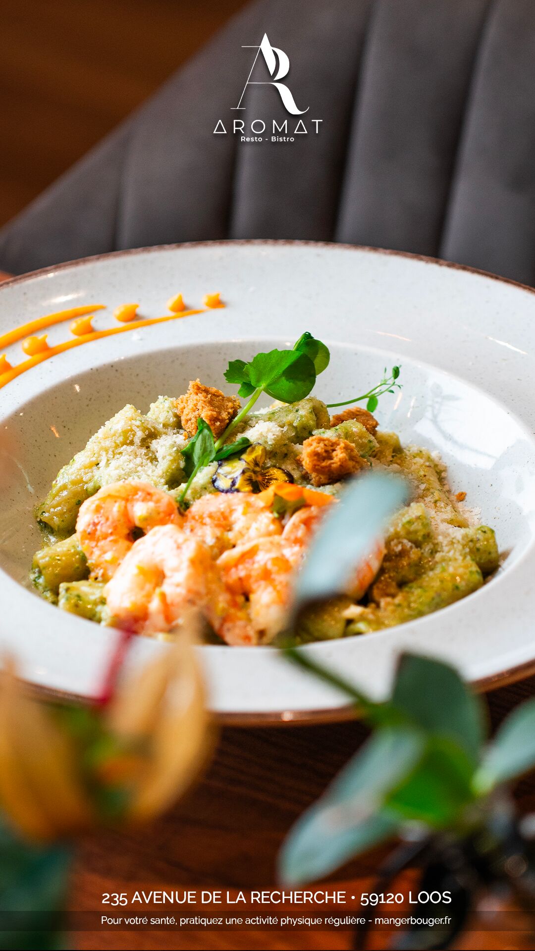 RIGATONI CREVETTES PESTO ET PISTACHES