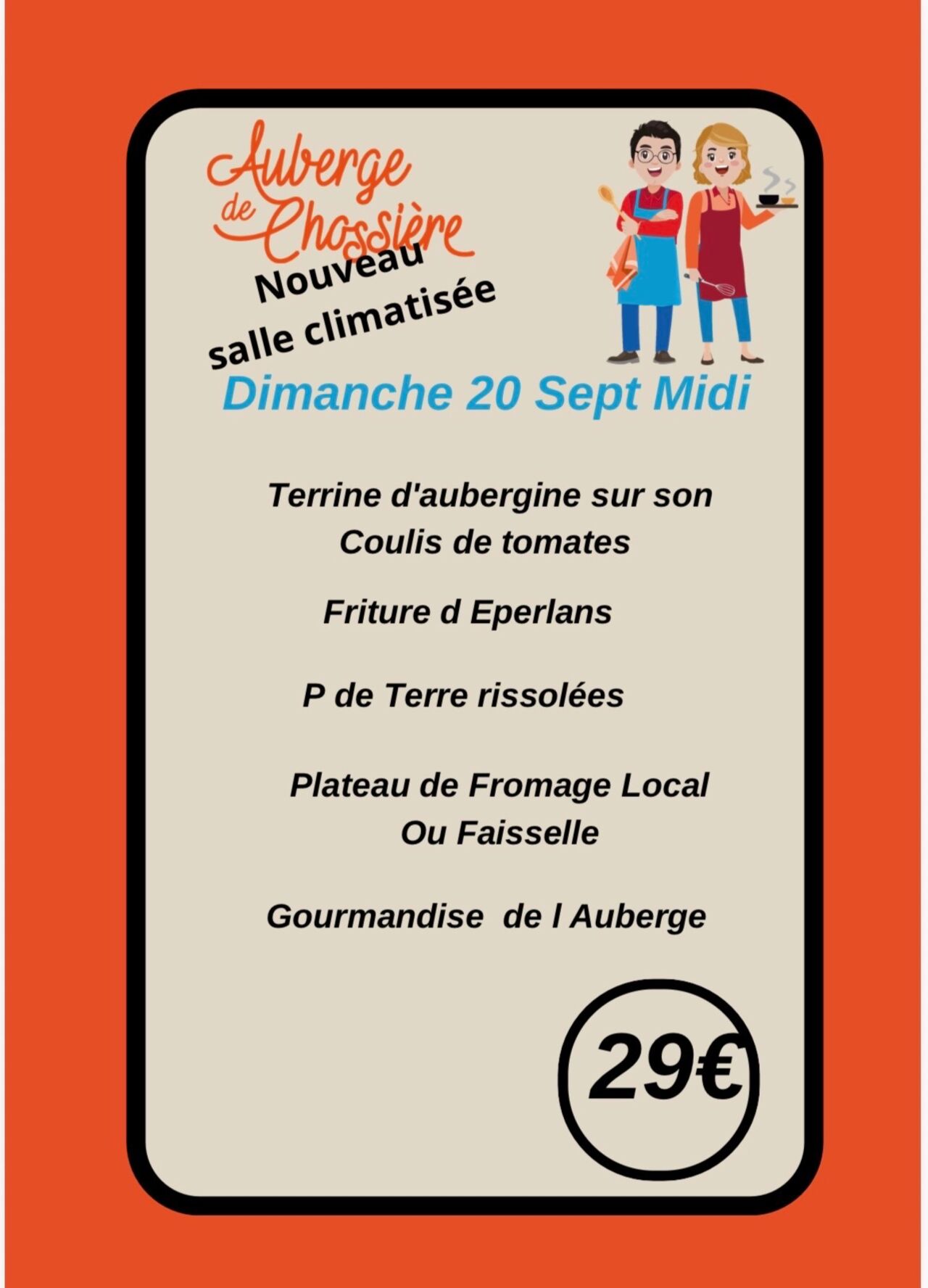 Menu à thème différent chaque week-end