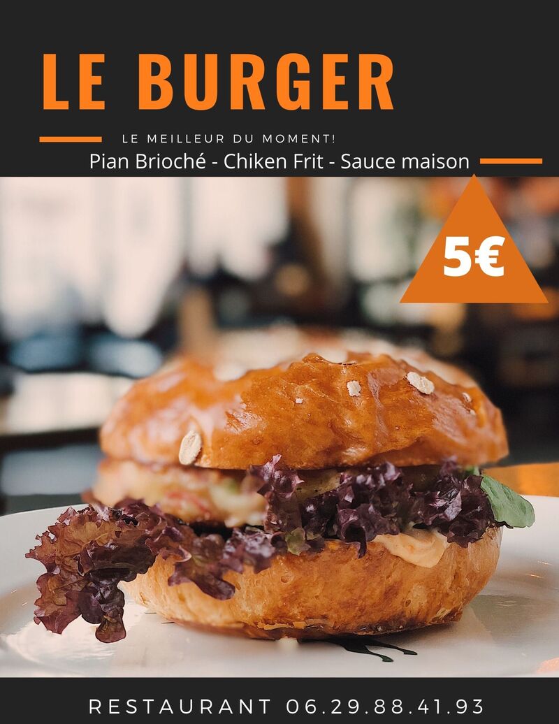 Burger à 5€ de Mercredi à Vendredi 