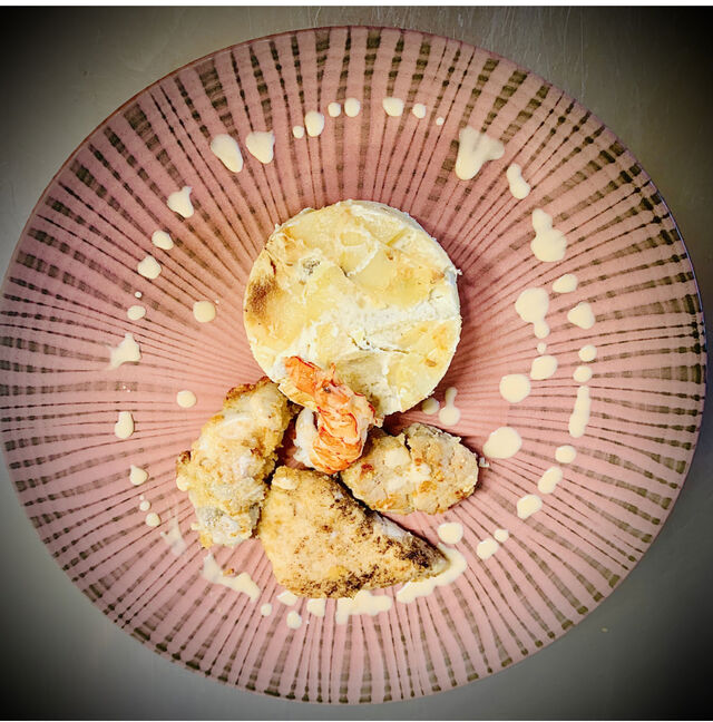 Ris de veau pané aux pommes de terre moelleuses gratinées ( REPAS DE GROUPES)