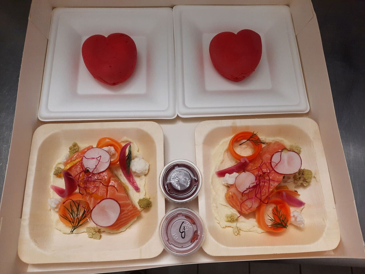 Entrée et dessert de la saint valentin à emporter !
