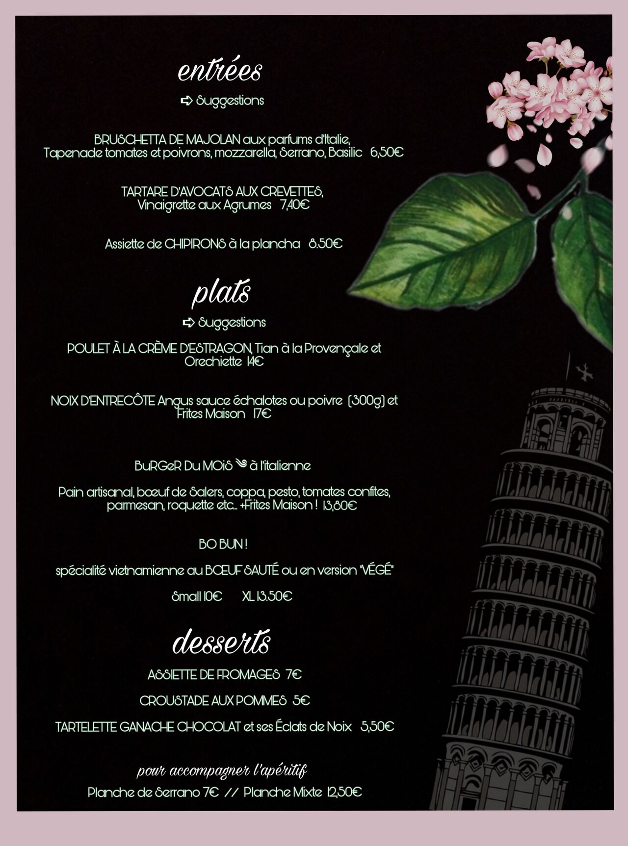 Menu Avril