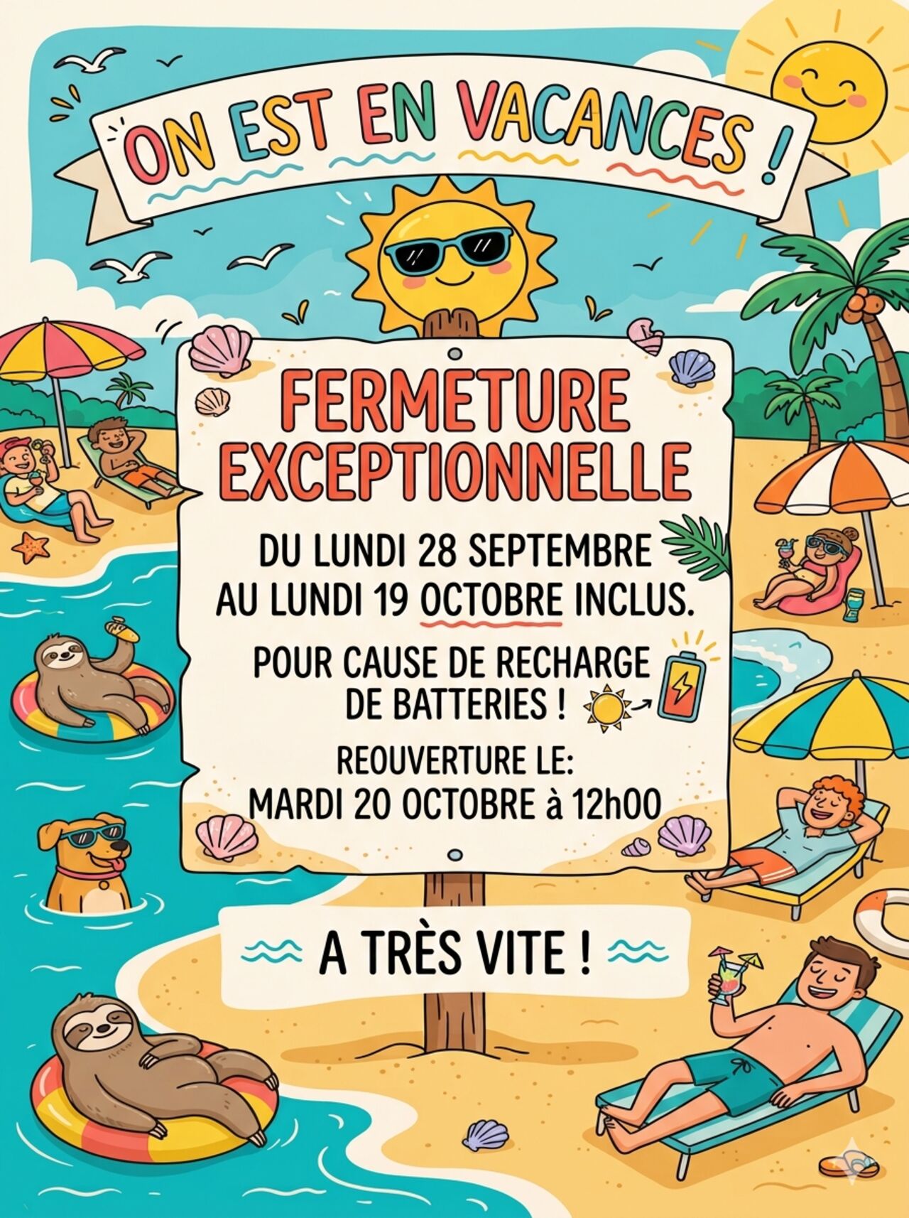 Congés du 28 septembre au 19 octobre inclus
