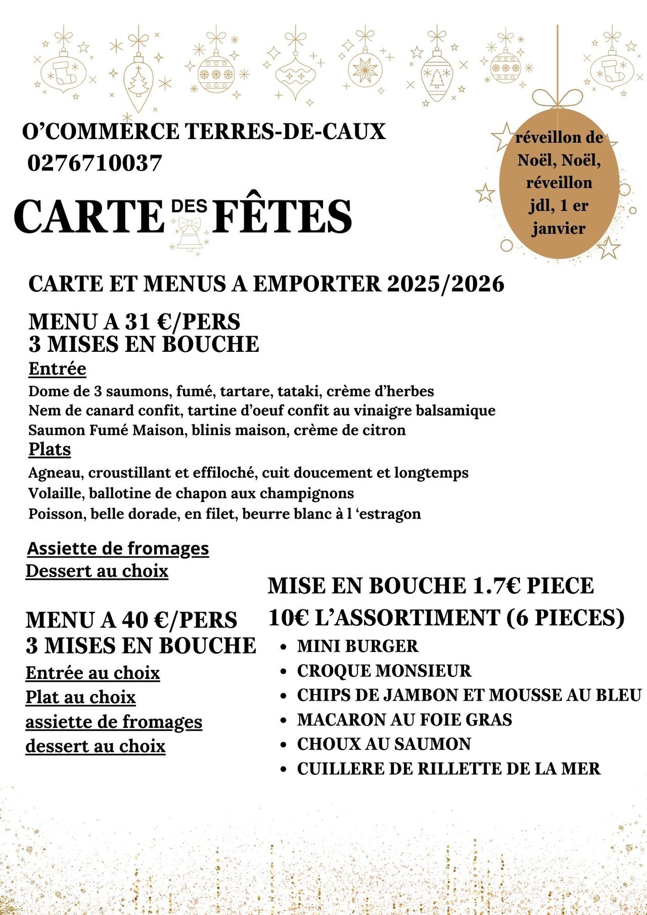 menu des fetes a emporter