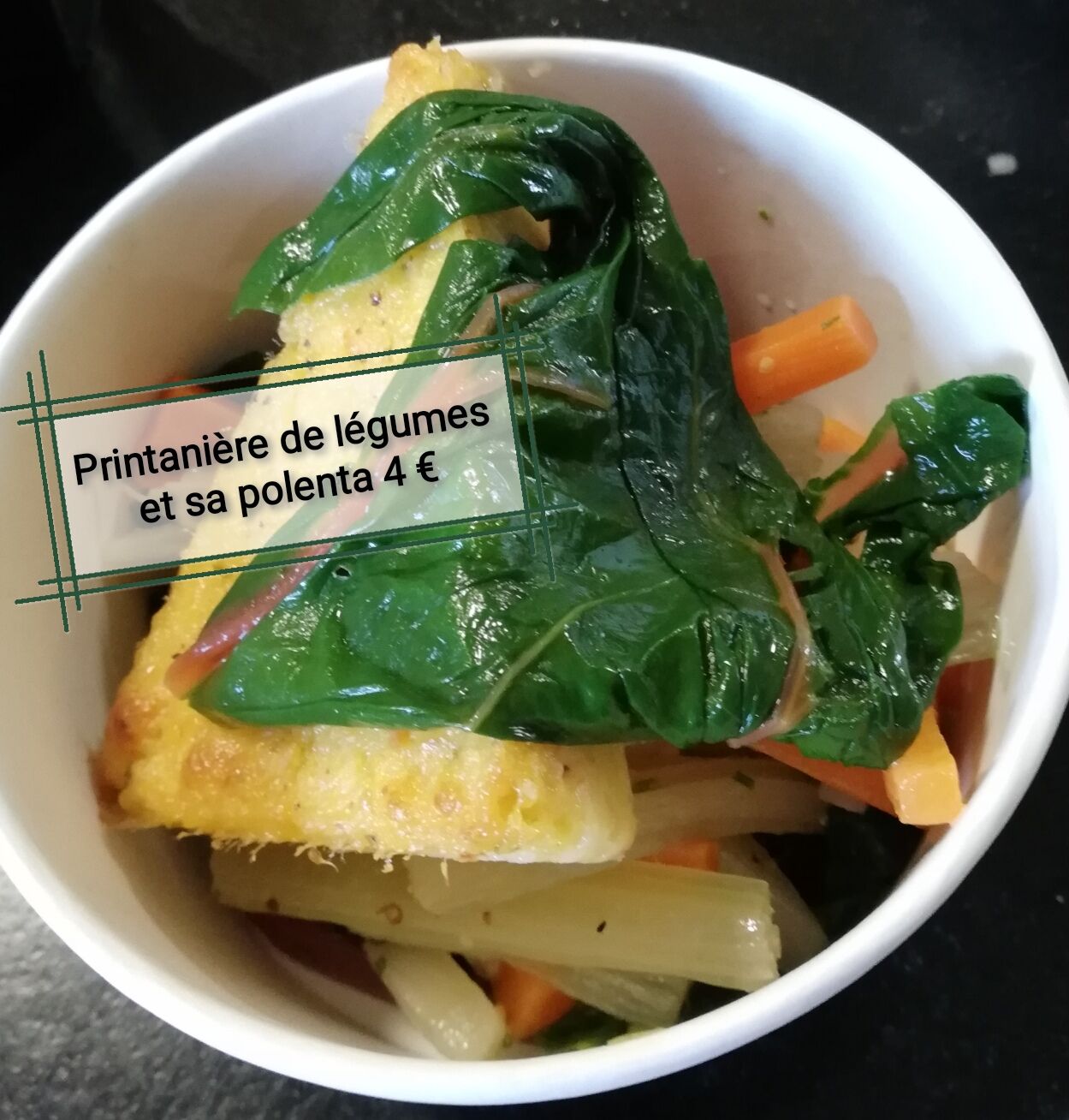 Printanière de légumes et sa polenta
Au menu du 11 juin 2021 chez Bio'Venue chez nous