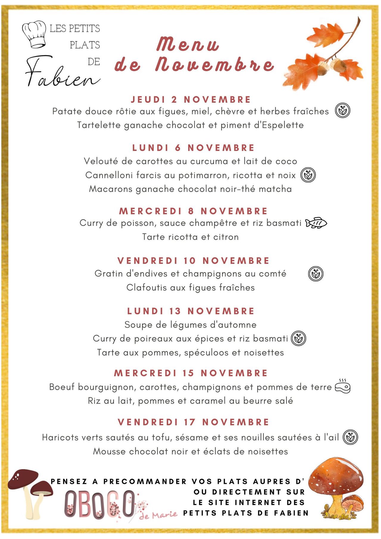 Menu Novembre