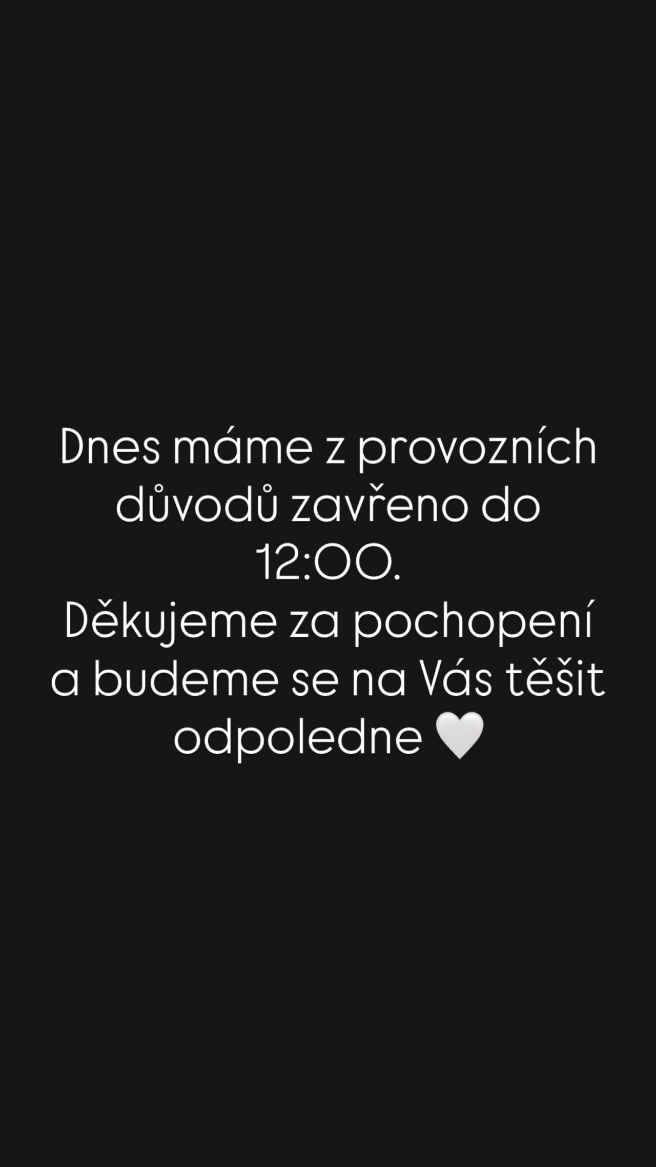 Dnes 27.4. do 12:00 zavřeno