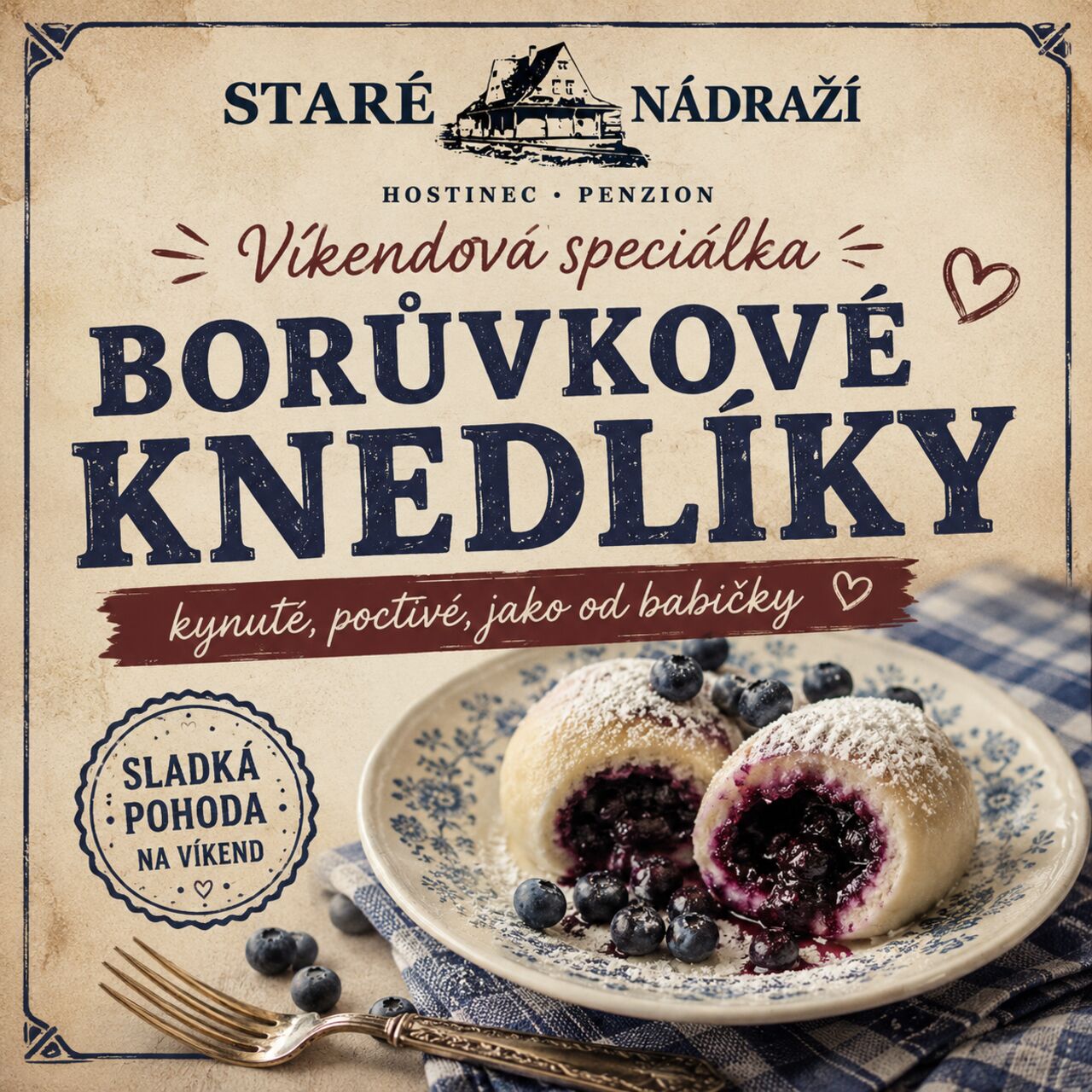 Kynuté borůvkové knedlíky
