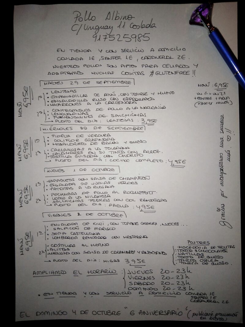 Nuestro menú de esta semana 29nov-2octubre