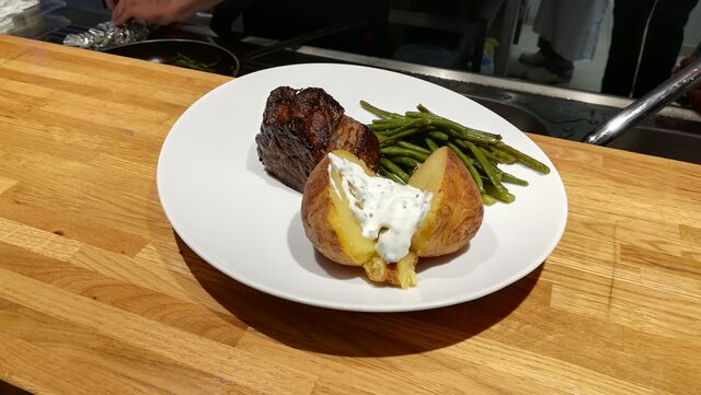 rumsteack, pomme au four