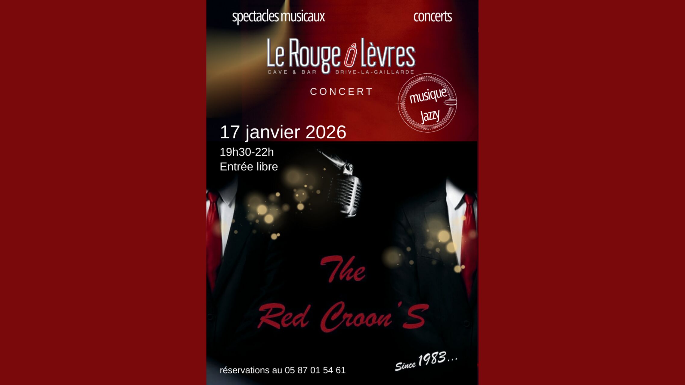 Samedi 17 Janvier - Concert The Red Croon's