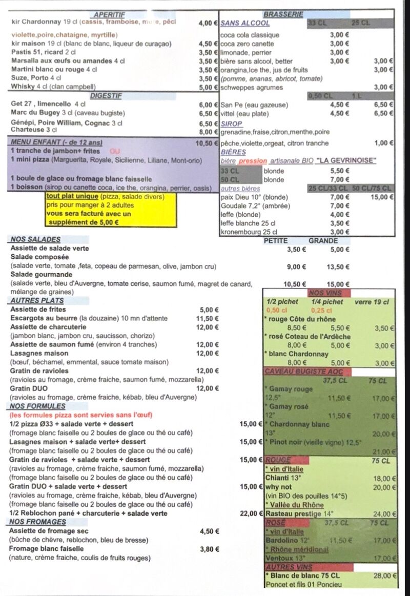 Nos boissons et autres plats 