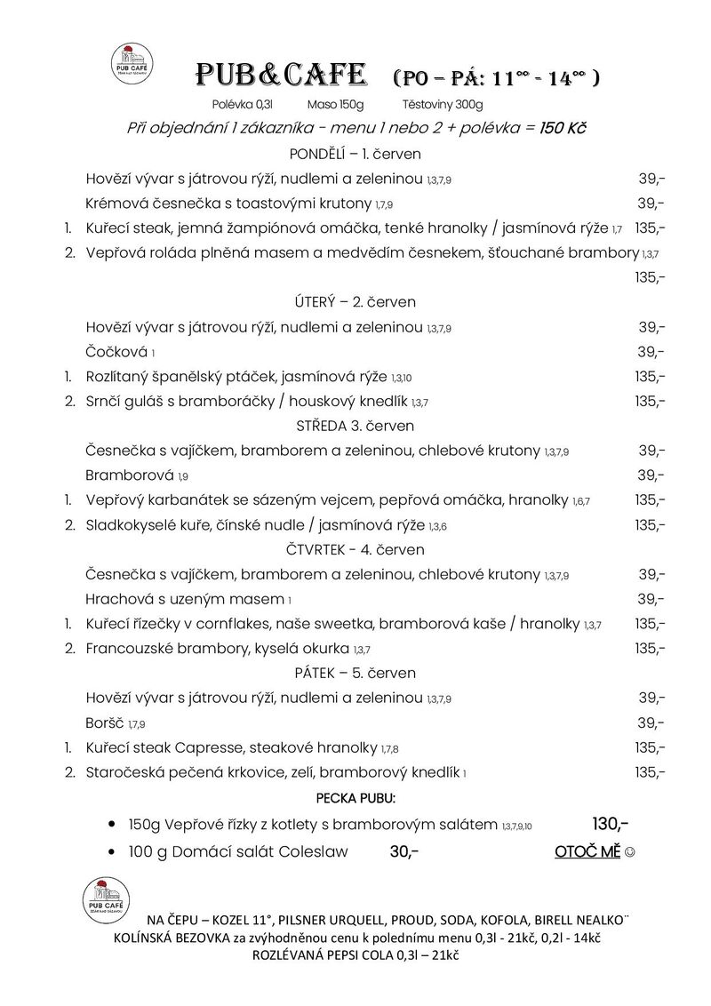 Denní menu od 1. ČERVNA