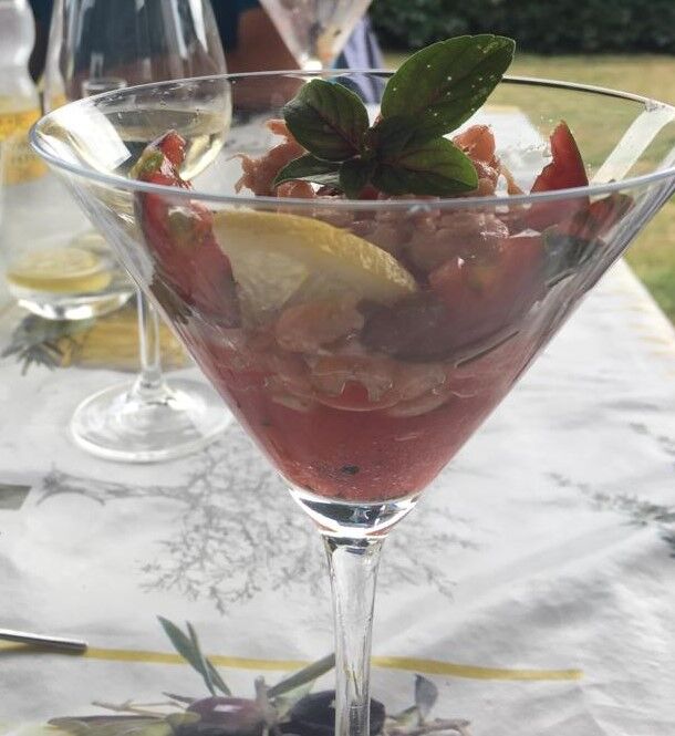 Tomatensorbet-noordzeegarnaal