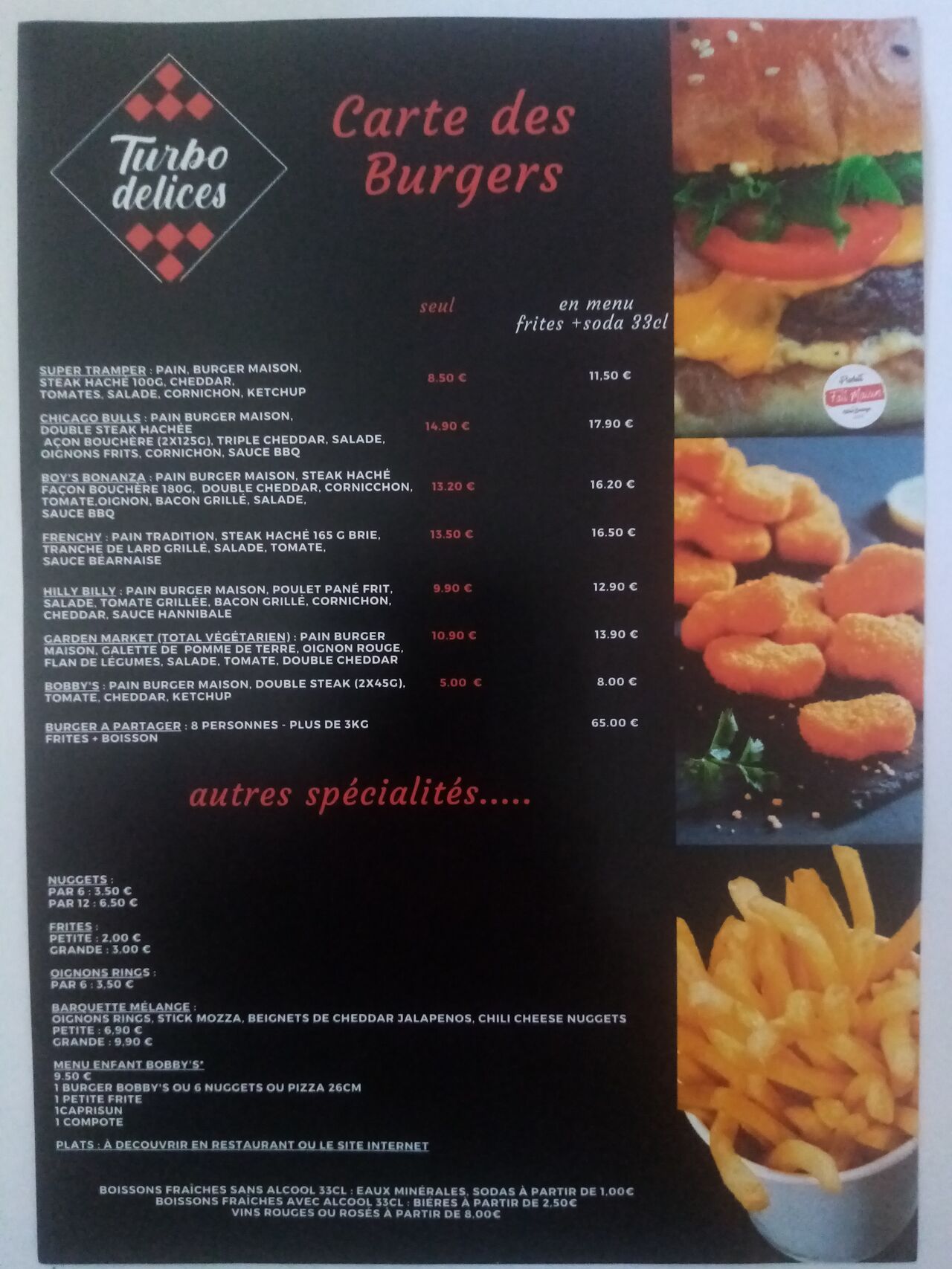 Carte des burgers 