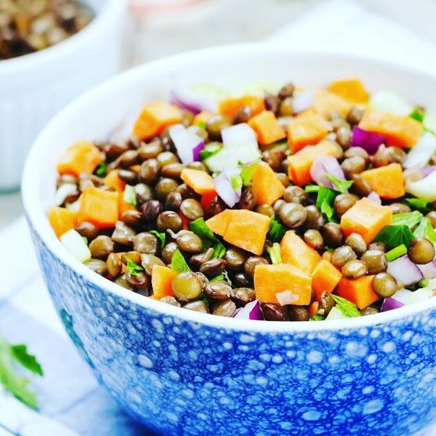 salade de lentilles aux légumes croquants