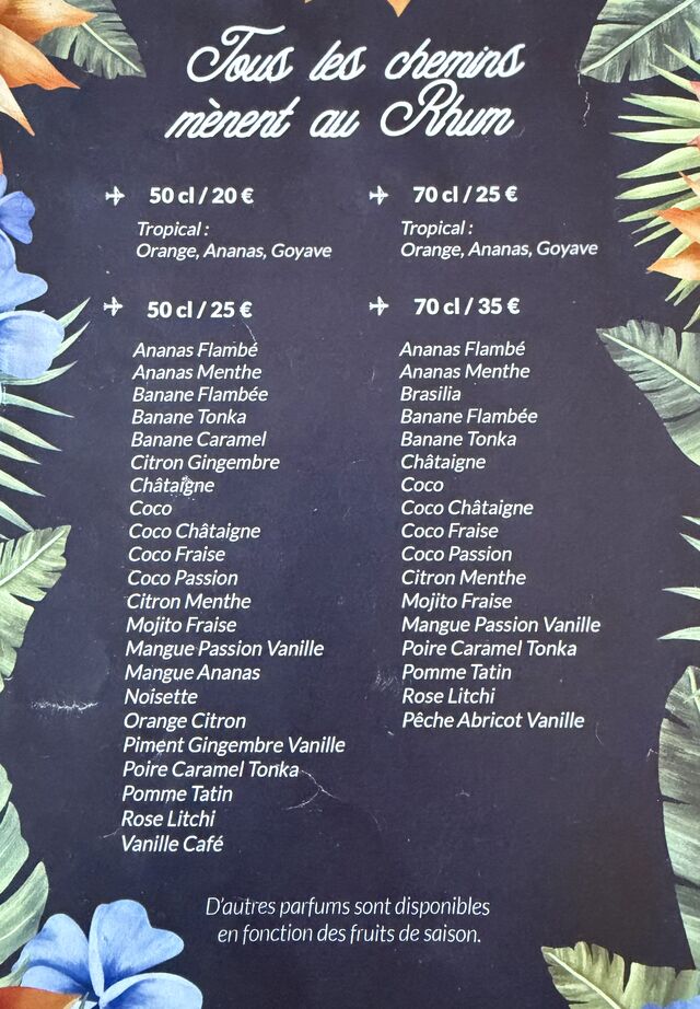 liste des parfums et tarifs 
