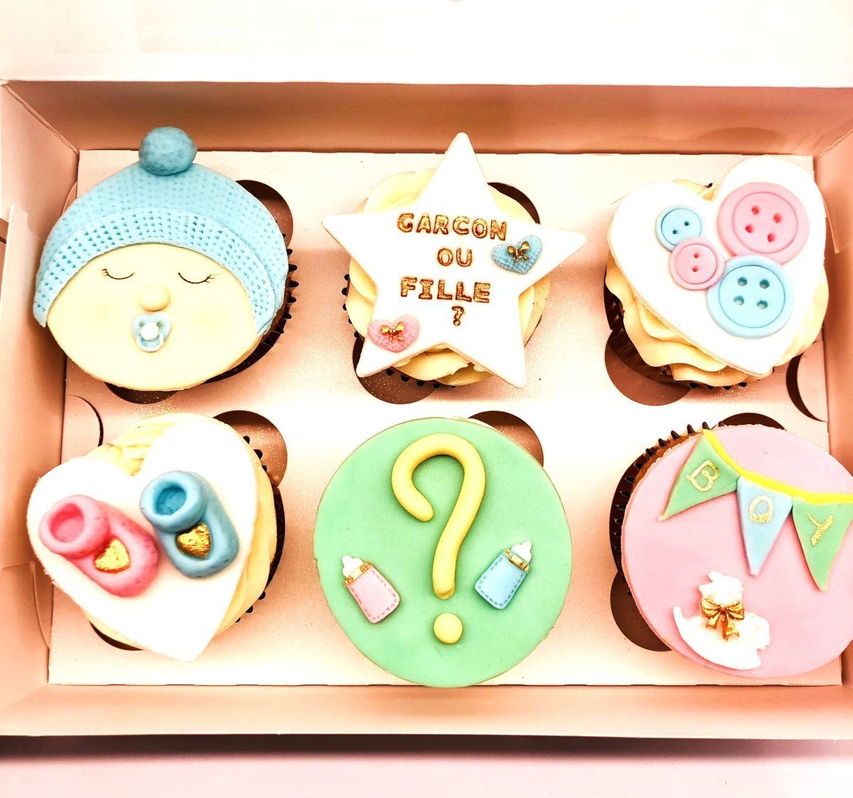 Cupcakes Gender reveal personnalisables - sur commande