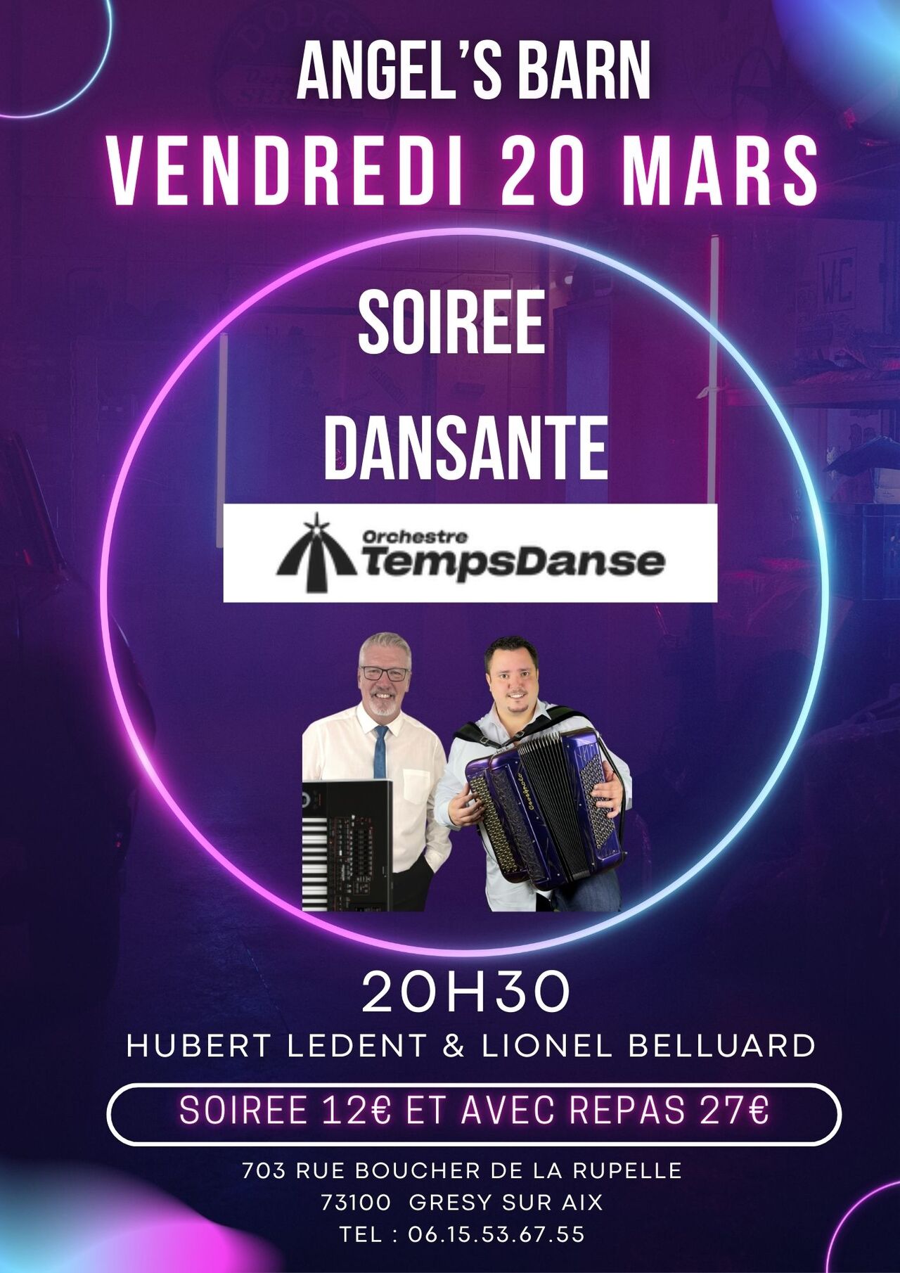 VENDREDI 20 MARS : SOIREE DANSANTE animée par TEMPS DANSE