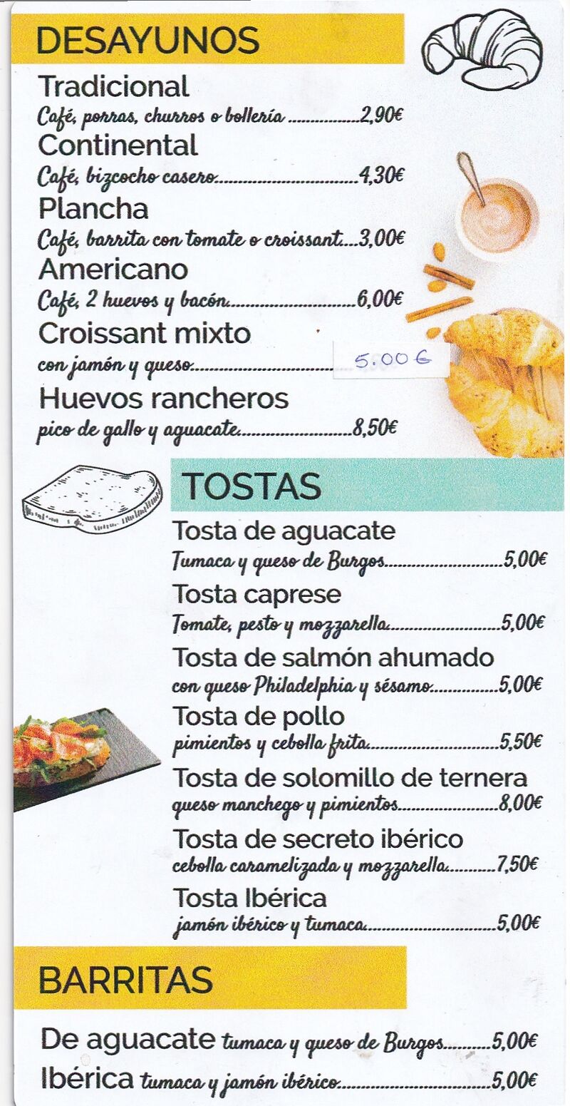 DESAYUNOS, TOSTAS Y BARRITAS