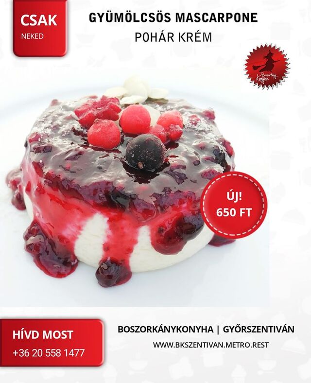 Újdonságunk: Gyümölcsös mascarpone pohárkrém.