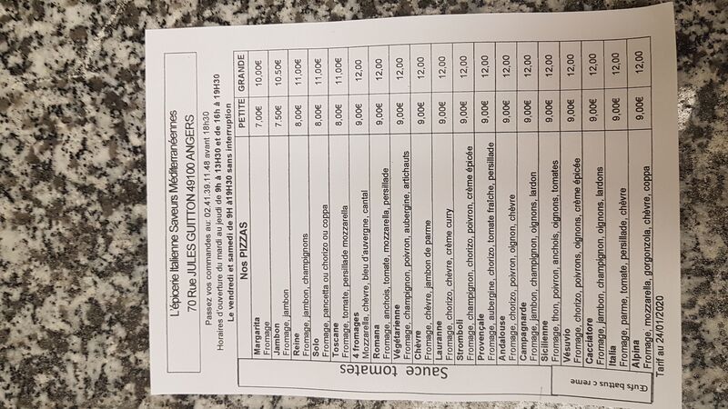 notre liste de pizzas