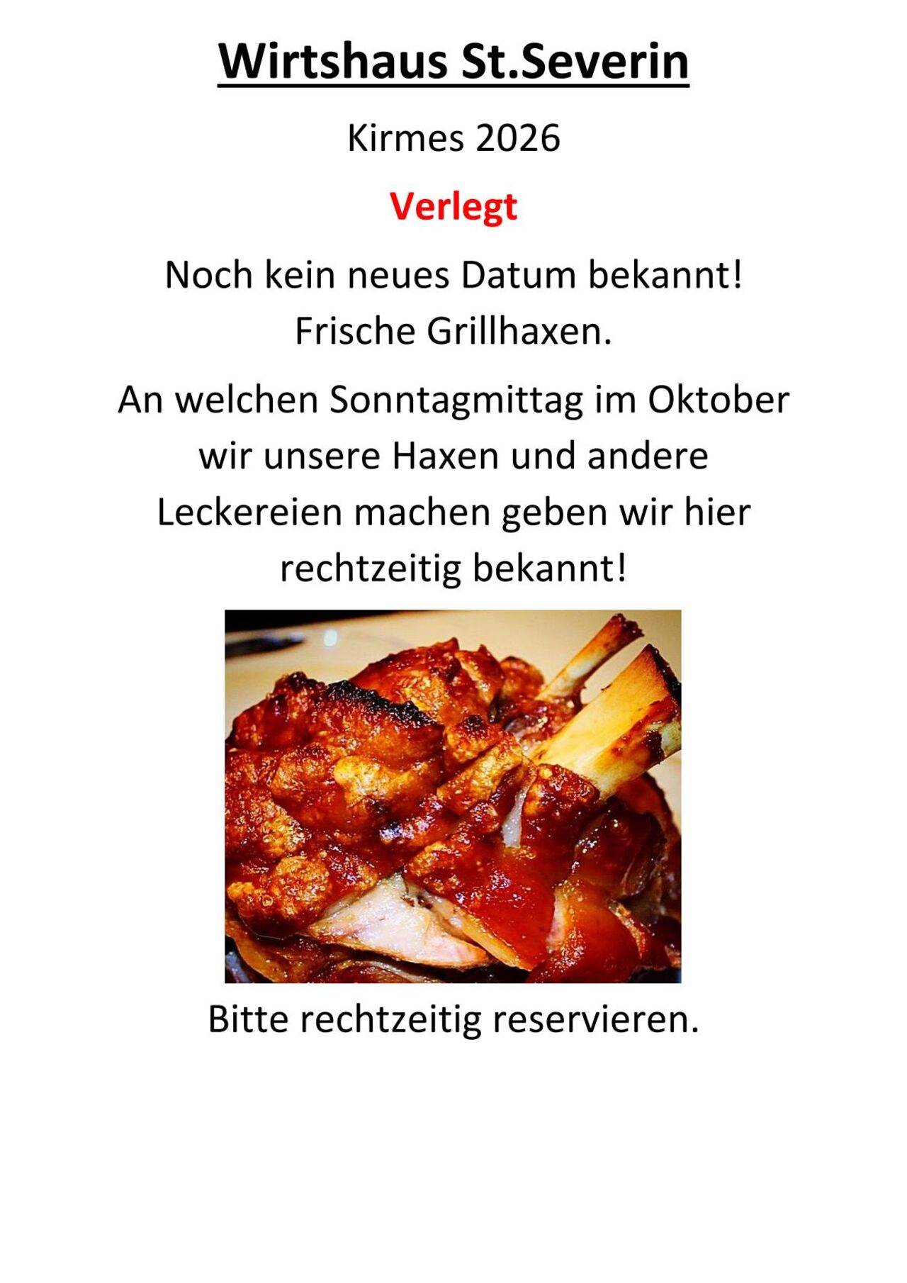 Kirmes 2026 "Verlegt"