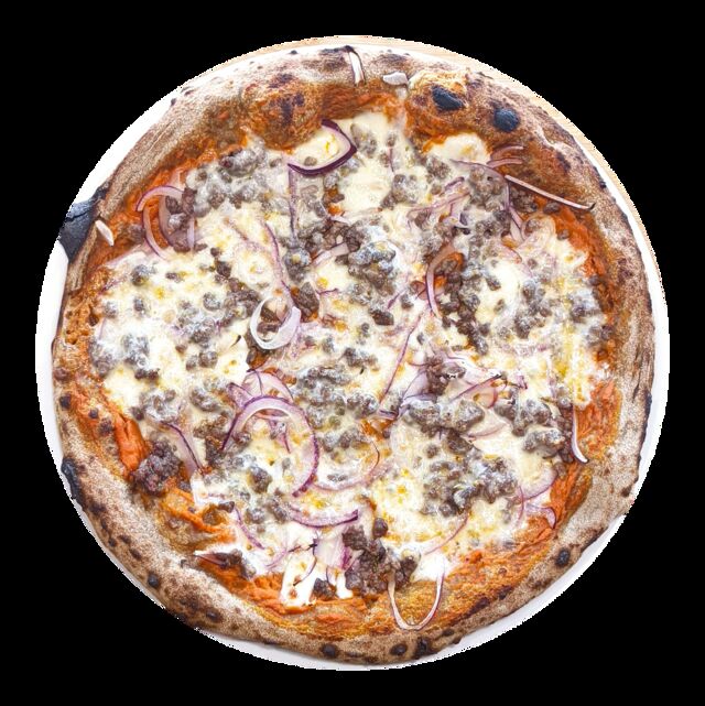 Mars La Bolognese - base Bolognaise maison, mozzarella FDL, oignons rouges, viande de bœuf hachée, provolone