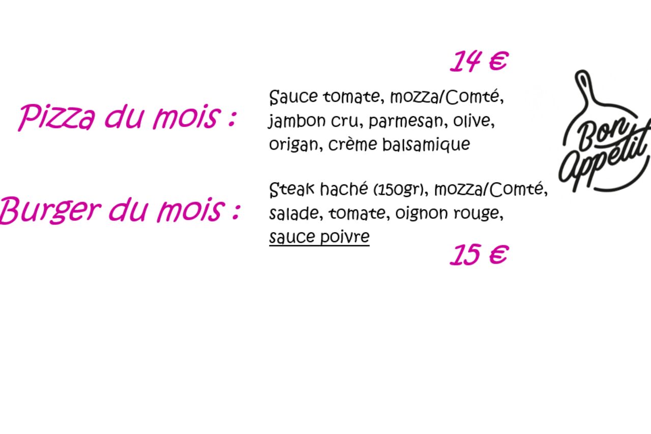 Pizza et burger du mois de Février 2024