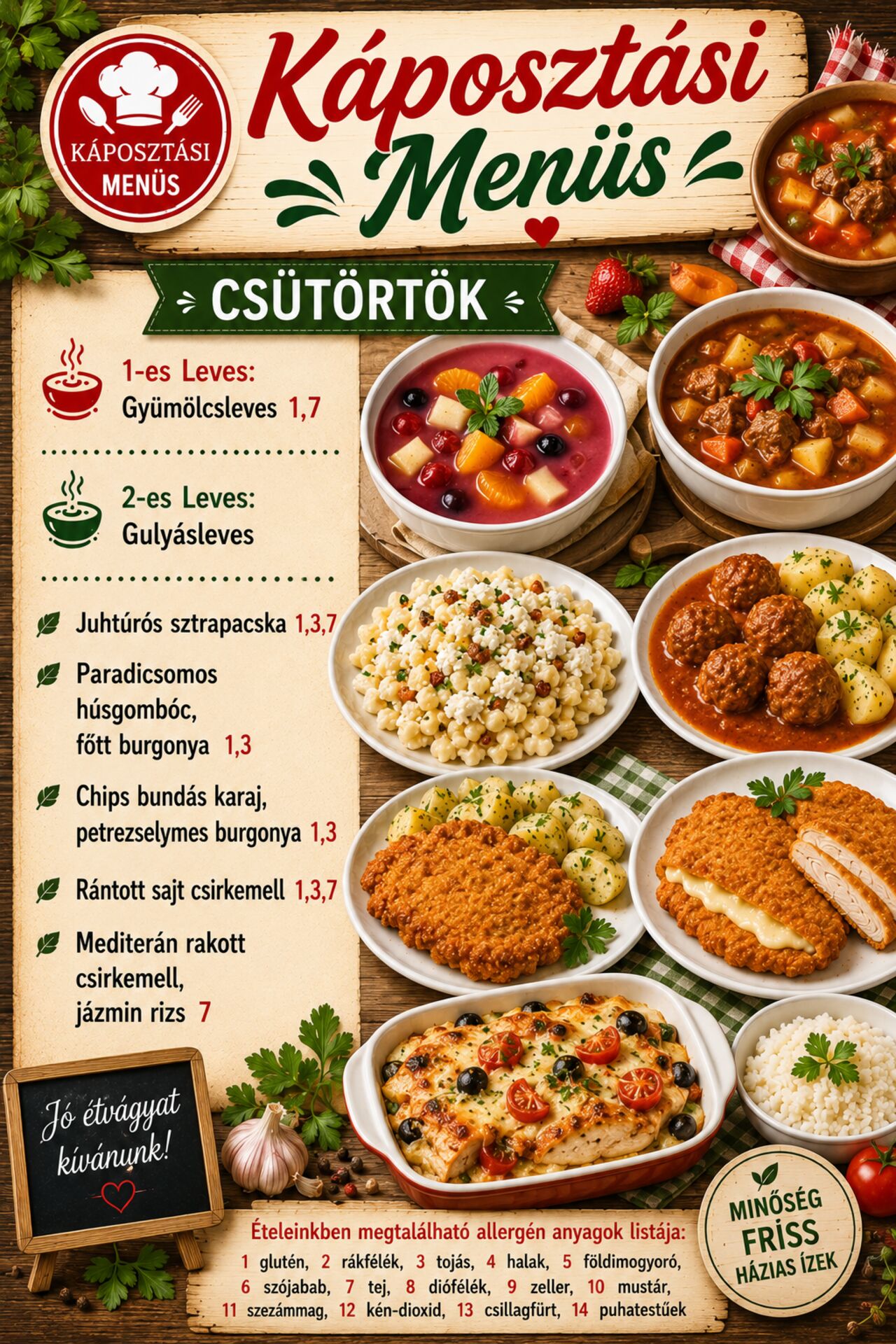 Menü - Csütörtök
