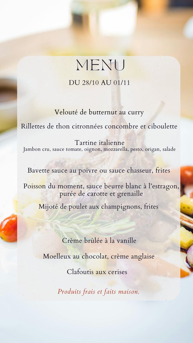 Menu du 28/10/25 au 01/11/25