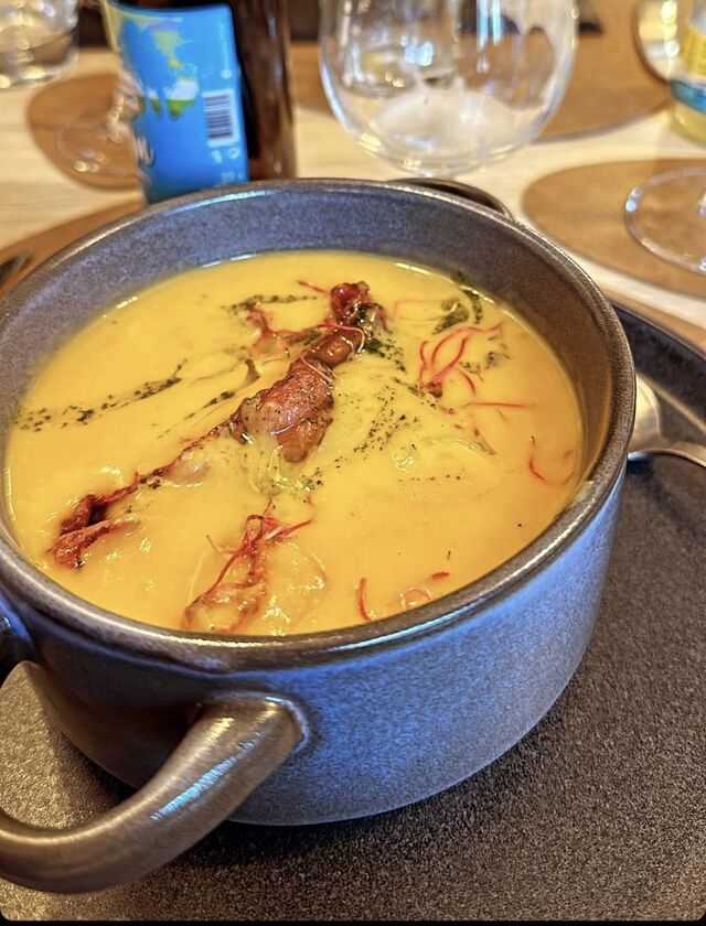 Velouté de butternut et lard grillé