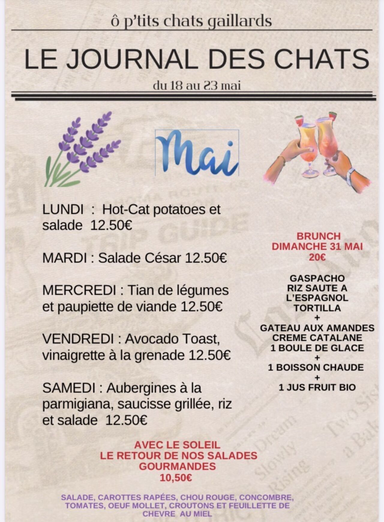 Menu du 18 au 23 mai