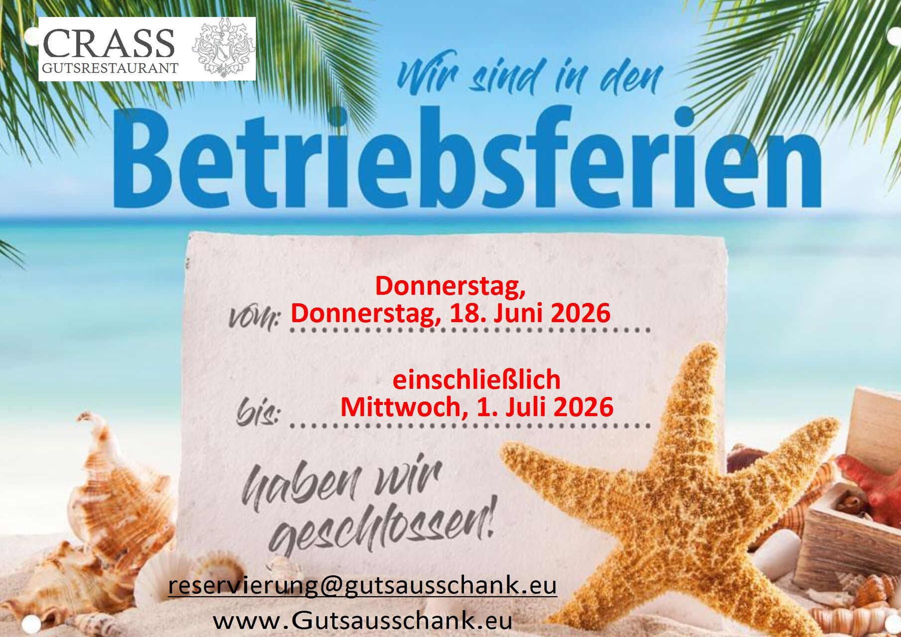 Betriebsferien