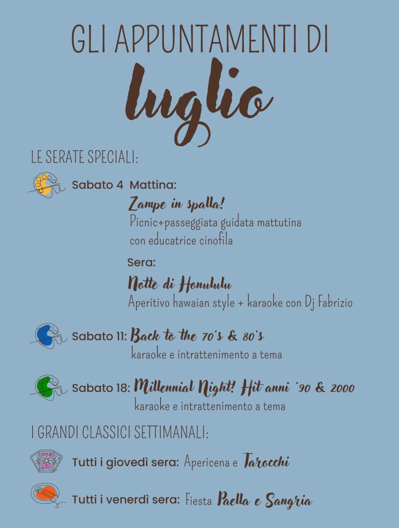 I NOSTRI APPUNTAMENTI DI LUGLIO