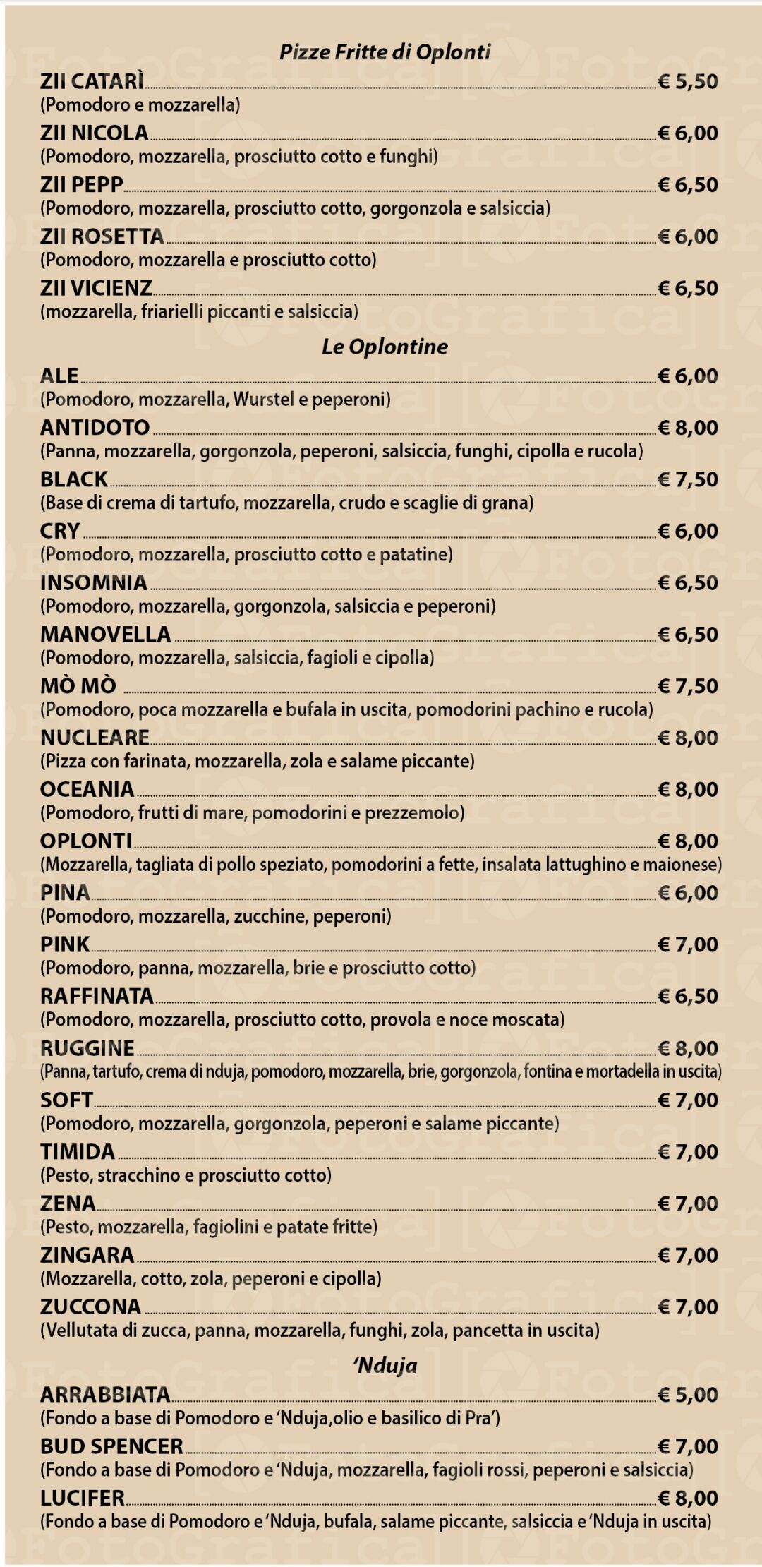 Menù aggiornato 2