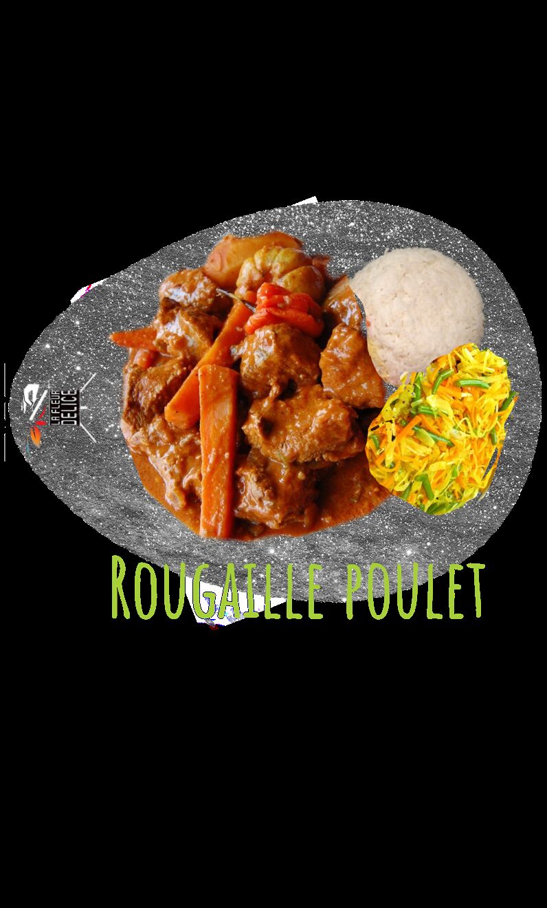 rougaille cest  une sauce tomate avec herbe fraiche avec ces épice non pimenté cuite avec du poulet saucisse ,viande ,poisson 