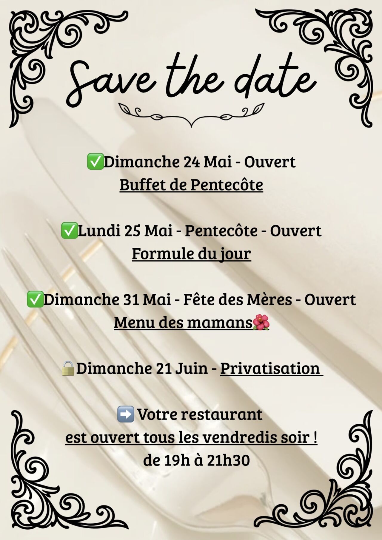 À vos agendas!