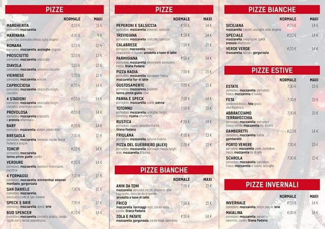 Il nostro menù delle pizze