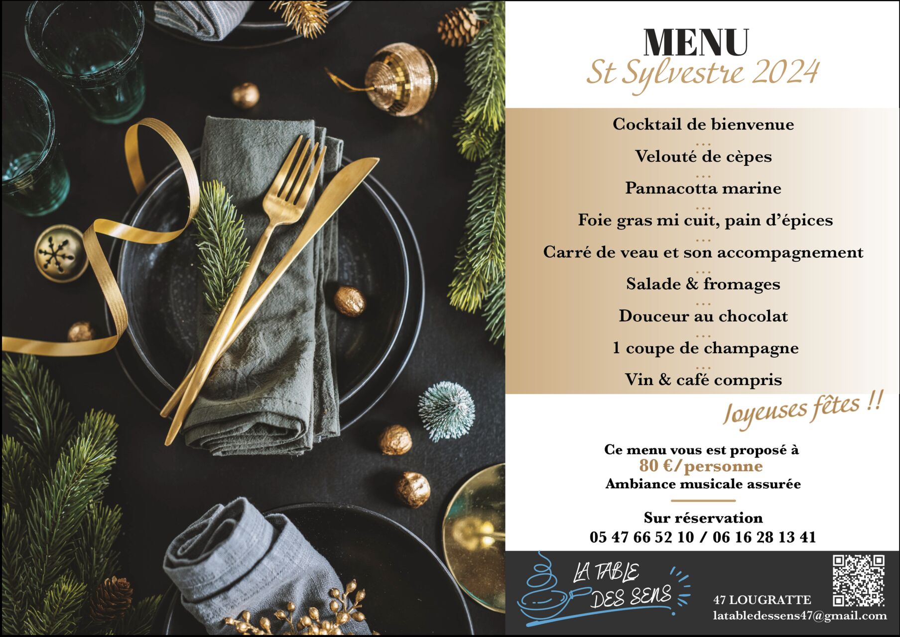 MENU DE LA SAINT SYLVESTRE 2024