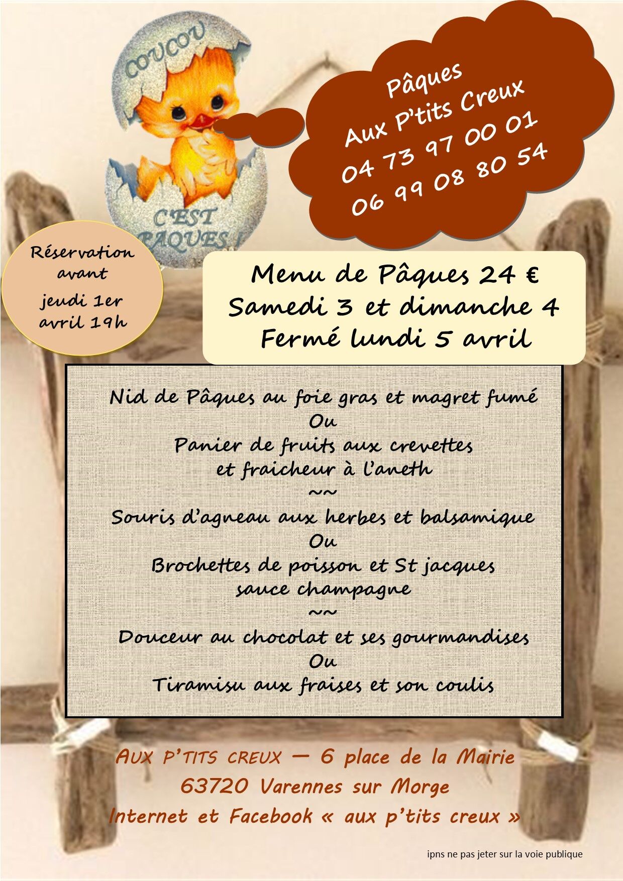 Menu de Pâques 2021